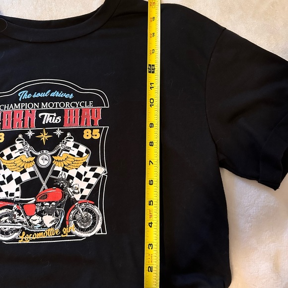 Shein Black Motorcycle Crop T- Shirt 
Size M.  (US 6) - Picture 7 of 7